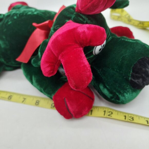 MTY International Reindeer Plush Velvet Green Red Christmas Stuffed Animal 14" - Picture 4 of 11